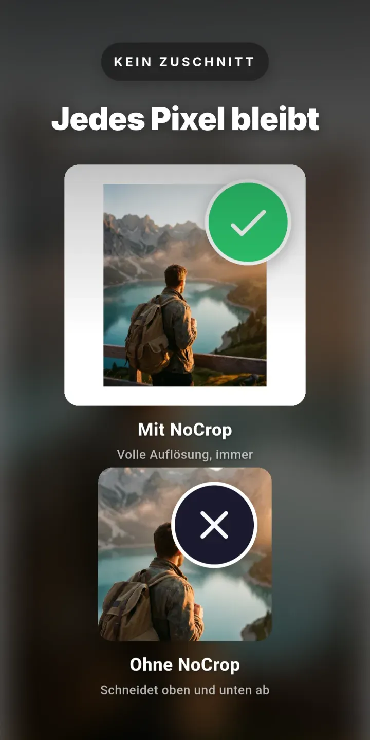 No Crop: Foto mit individuellem Rand statt Zuschnitt, Vorher-Nachher