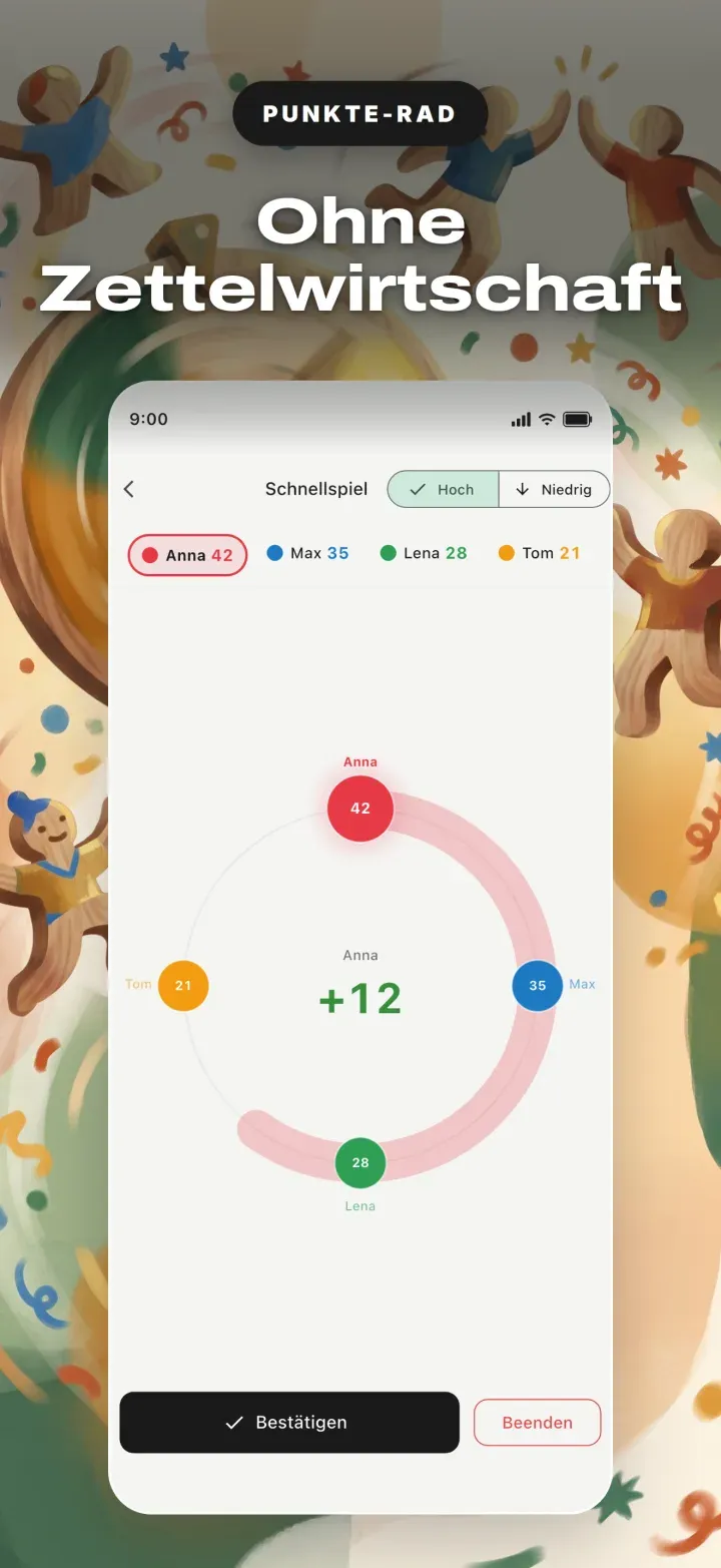 Gametracker: Schnelles Spiel: Punkte per Drehrad eingeben, ohne Einrichtung