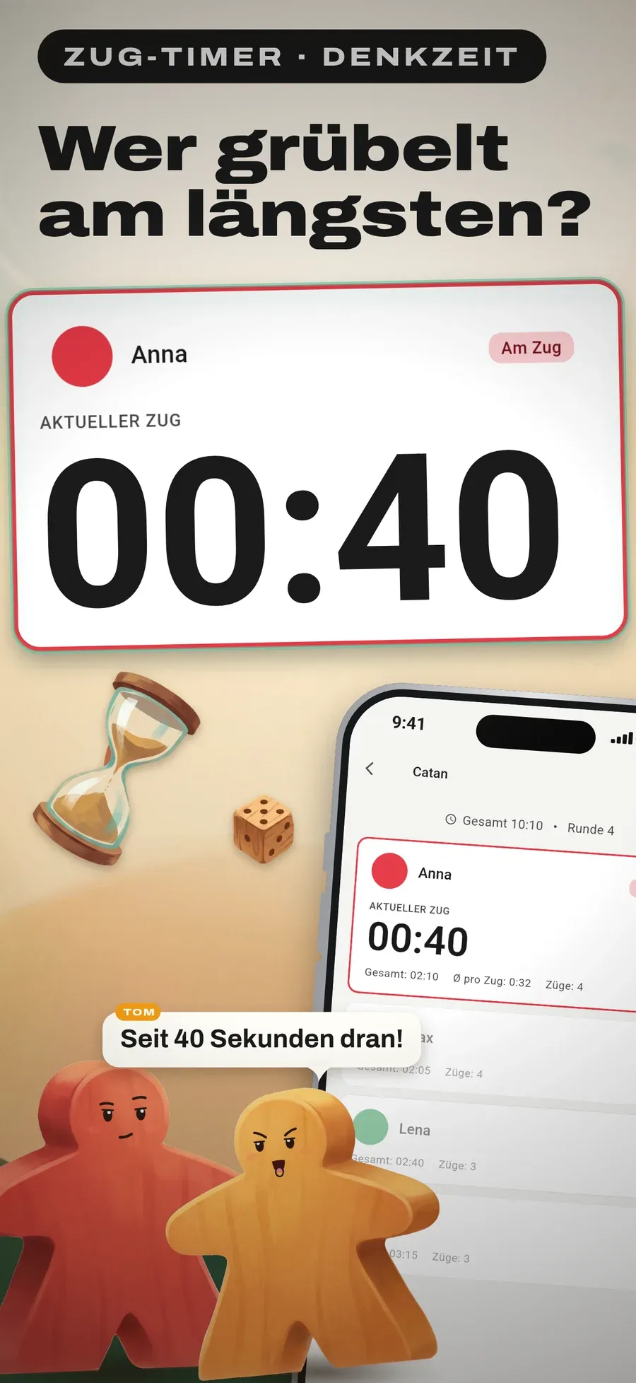 Gametracker Zug-Timer: Denkzeit pro Spieler messen, wer grübelt am längsten