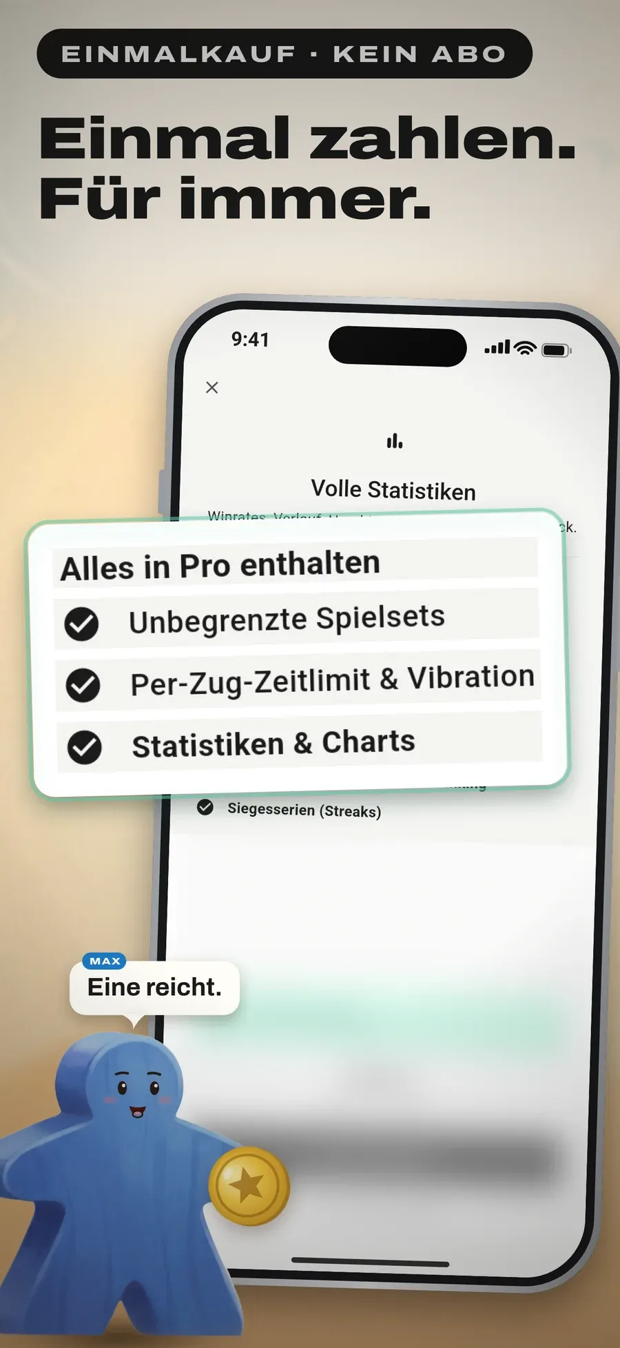 Gametracker Pro: einmal zahlen, kein Abo, mit Statistiken, Per-Zug-Zeitlimit und Vibration